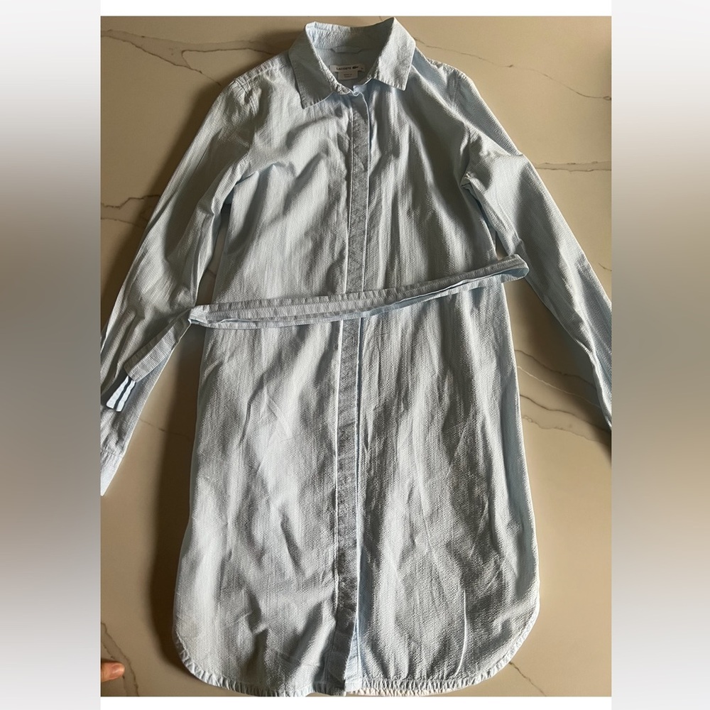 Lacoste Light Blue Striped Shirt Dress